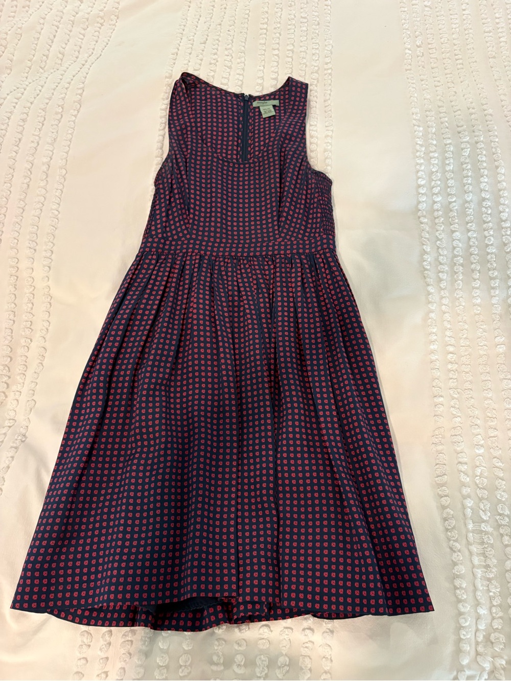 Women’s Navy and Pink Printed Fit-and-Flare Mini Dress